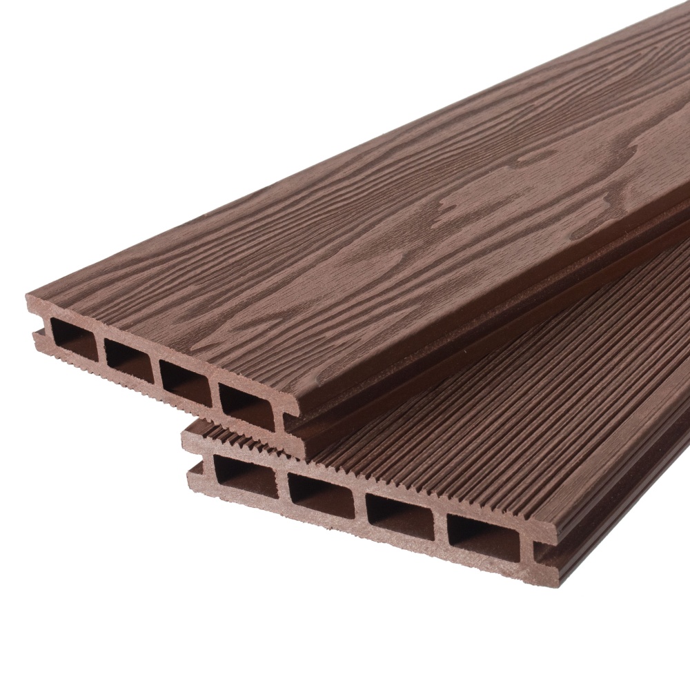 Террасная доска двухсторонняя тик TalverWood 3D 150*25мм  (3/4/6 м) 3D текстура дерева - вельвет, м.пог