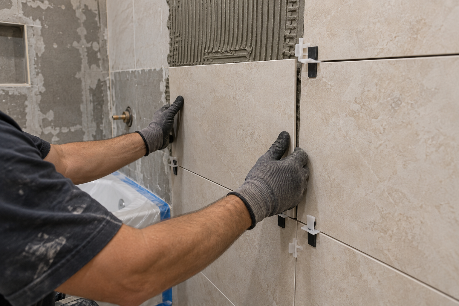 Облицовка стен санузла плиткой